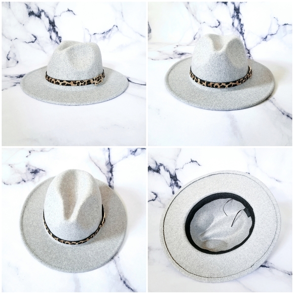 NEW Leather Trimmed Fedora Hat - Picture 7 of 14